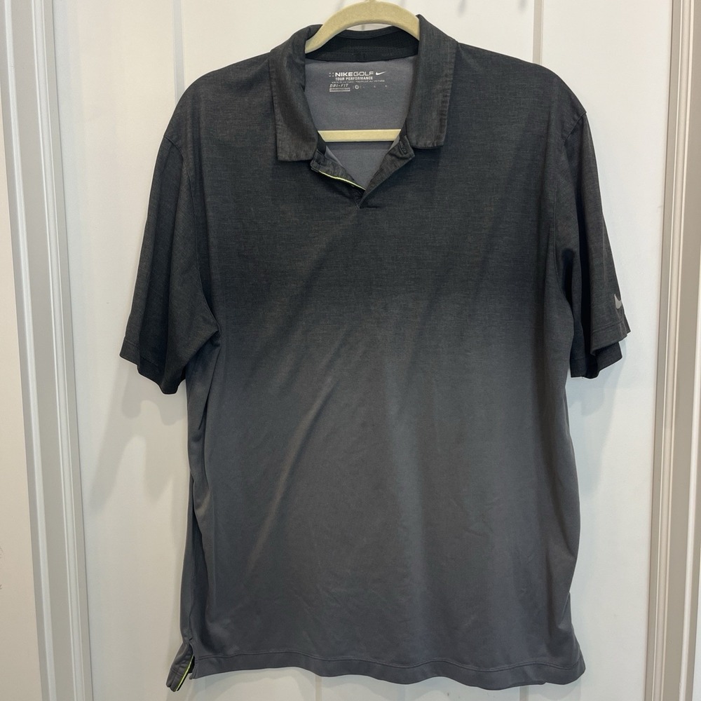 Nike Golf Polo Shirt Mens Large Gray Ombre Dri-FIT Tour Performance 639952-010